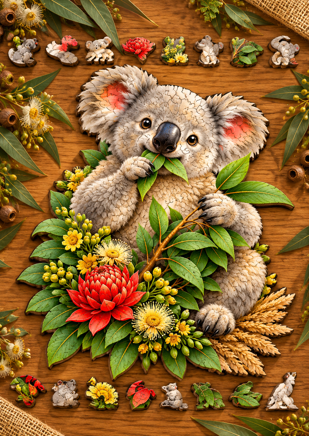 A5 Koala Blossoms & Bites Wooden Puzzle - Puzzle ART