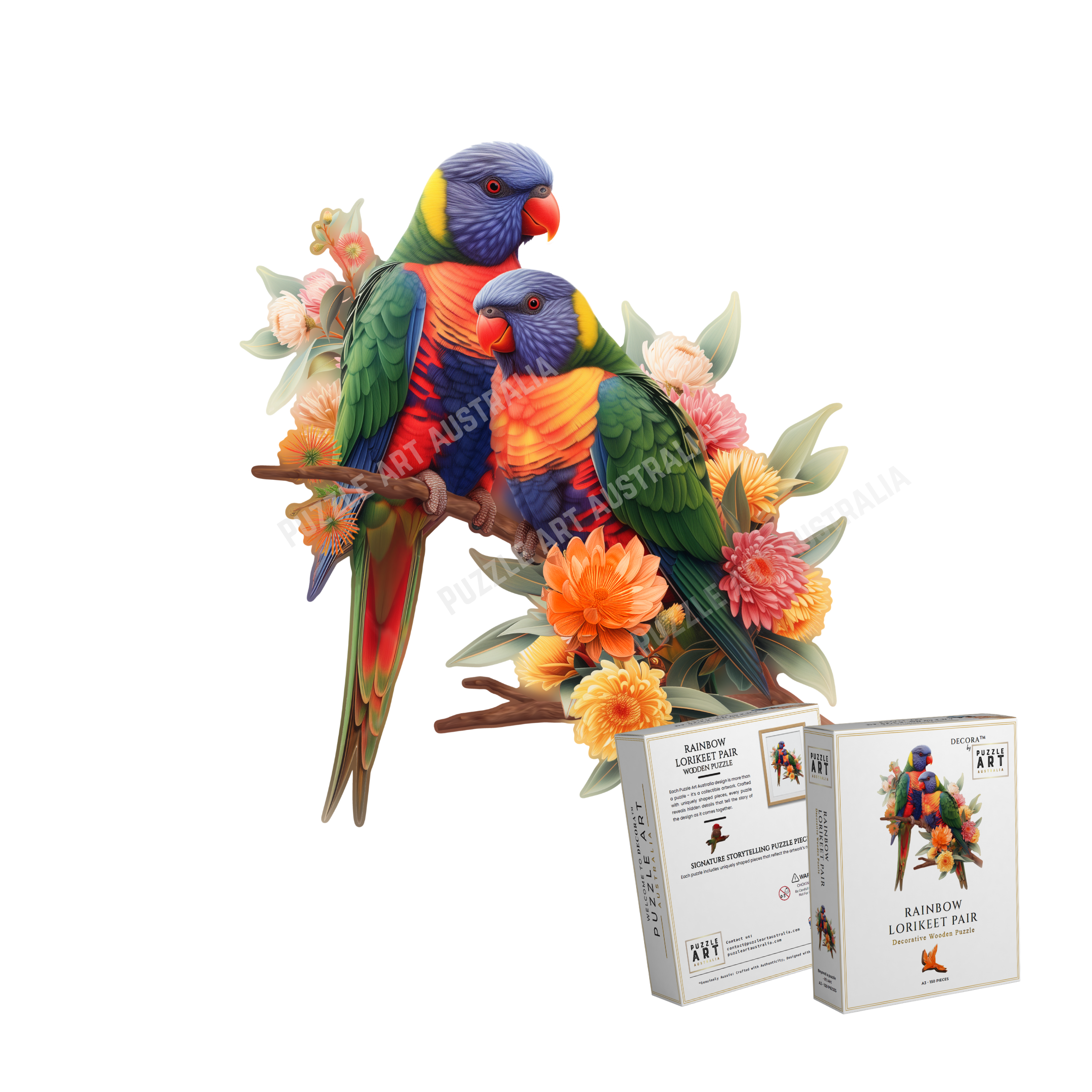 A5 Lorikeet Pair Wooden Puzzle - Puzzle ART