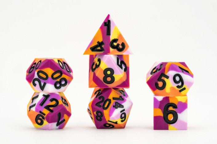 Lesbian Pride Sharp Edge Silicone MDG Dice Set