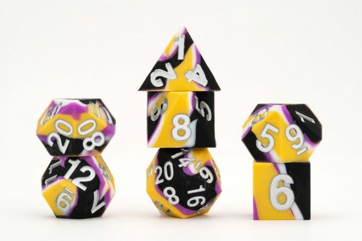 Nonbinary Pride Sharp Edge Silicone MDG Dice Set