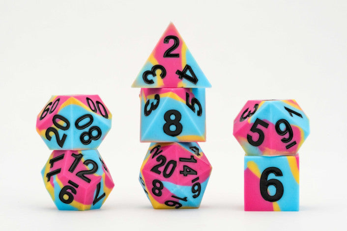 Pansexual Pride Sharp Edge Silicone MDG Dice Set