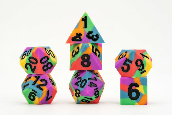Rainbow Flag Pride Sharp Edge Silicone MDG Dice Set