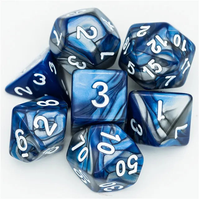 Molten Swirl Blue/Silver - Games World Dice