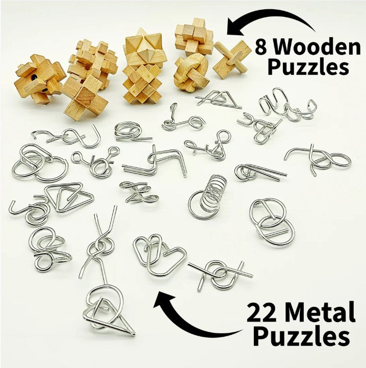 Museum Collection 30 Wood & Metal Brainteaser Puzzles - True Genius
