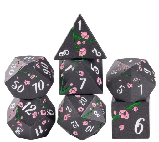 Plum Blossom BLK/WHT METAL - Games World Dice