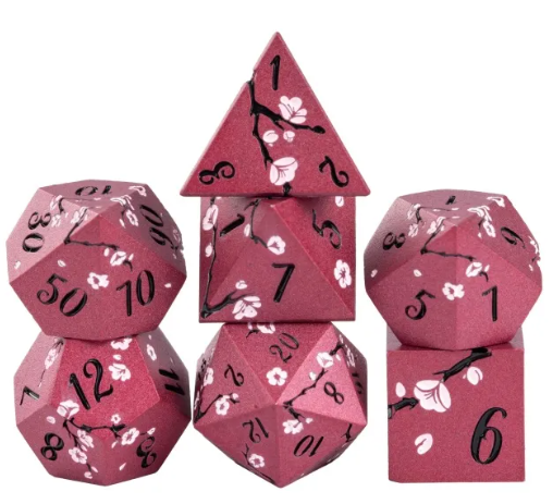 Plum Blossom RED/BLK METAL - Games World Dice