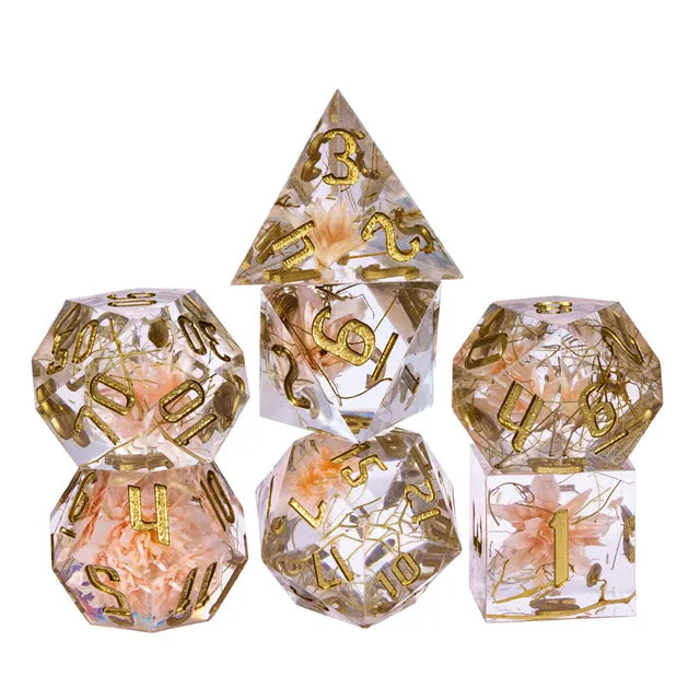 White Flower Gold - Games World Dice