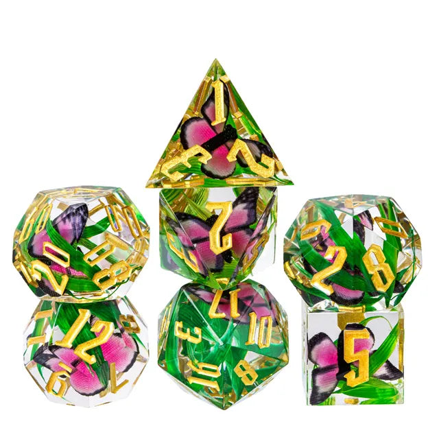 Butterfly Bamboo Leaf PINK GOLD - Games World Dice