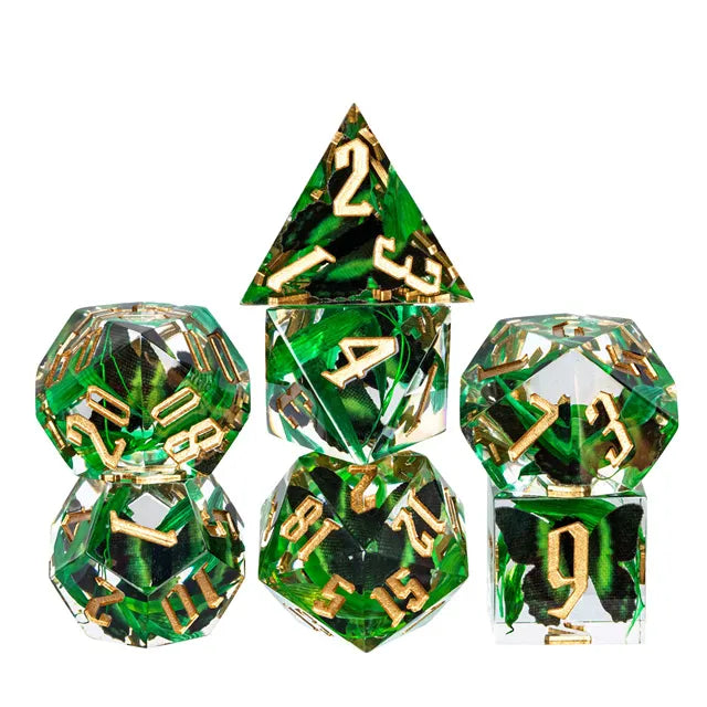 Butterfly Bamboo Leaf GREEN GOLD - Games World Dice