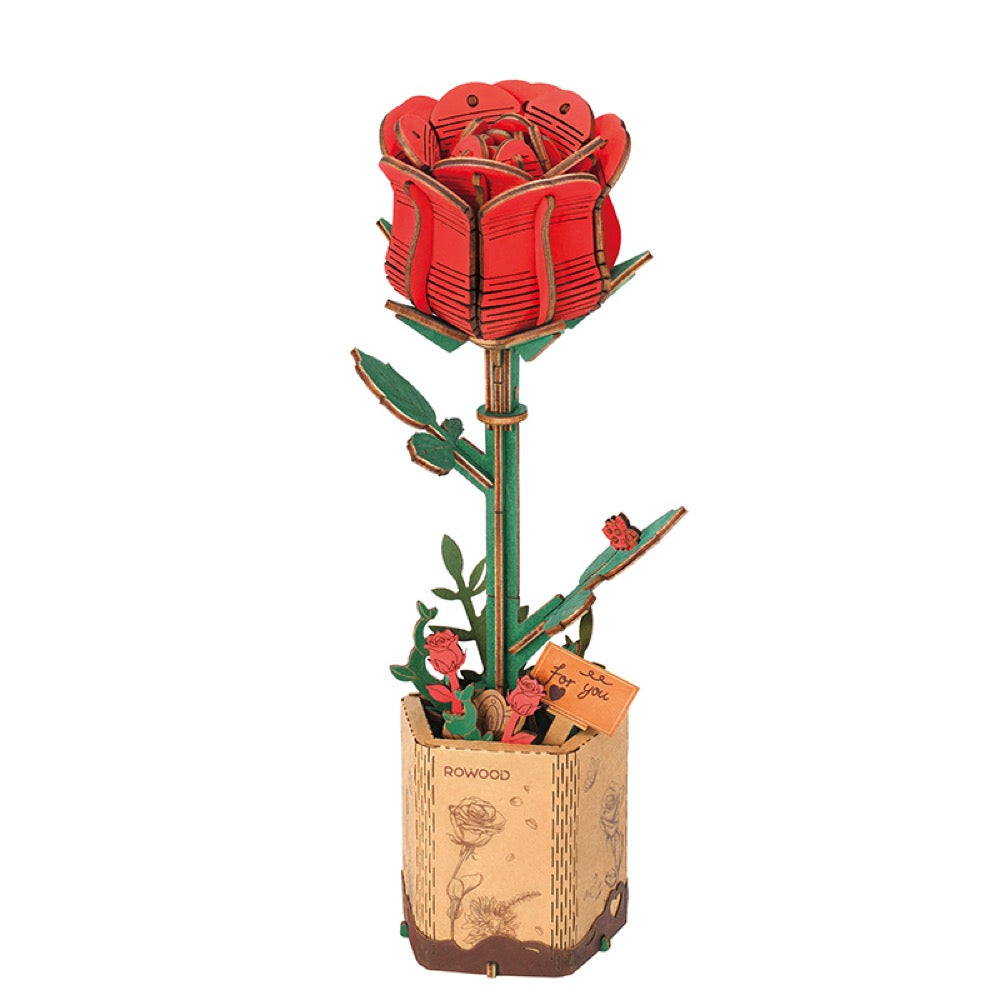Red Rose - Wood Bloom - ROBOTIME