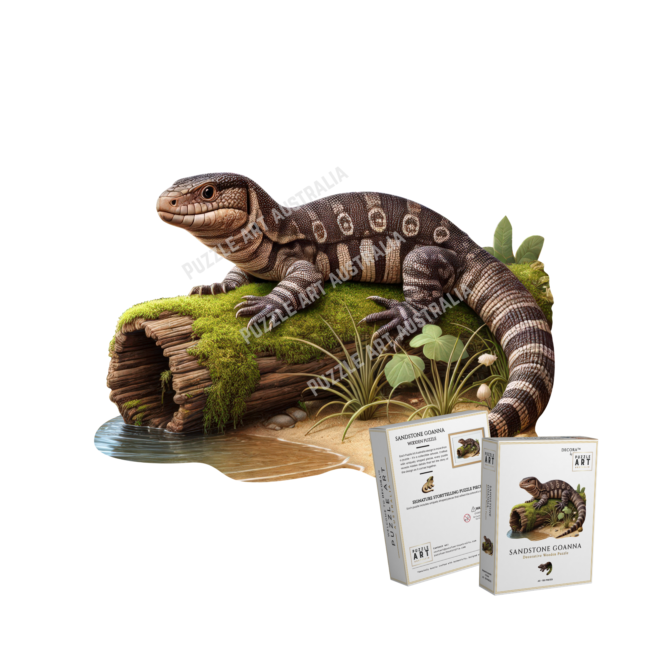 A3 Sandstone Goanna Wooden Puzzle - Puzzle ART
