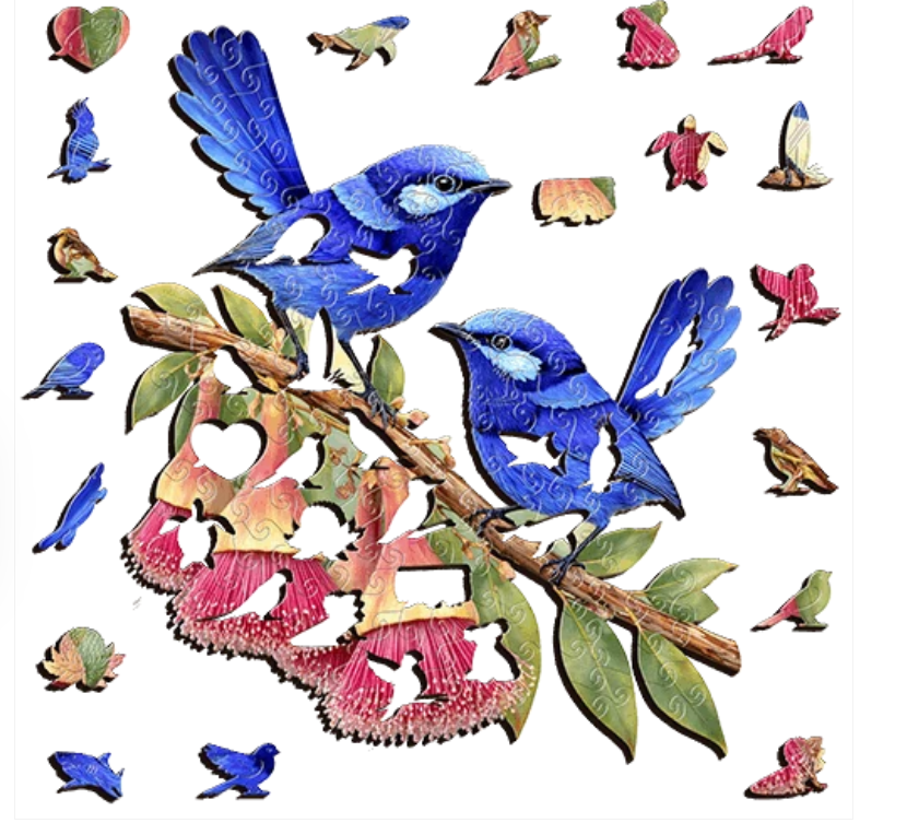 A5 Splendid Fairy wrens Wooden Puzzle - Puzzle ART