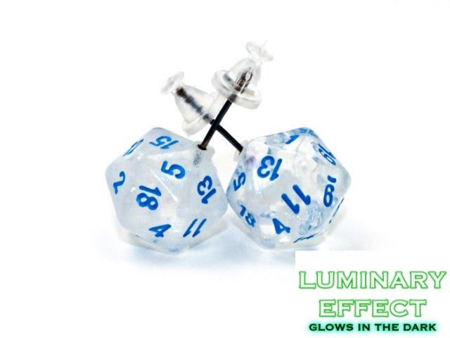D20 Stud Earrings Borealis Icicle Light Blue