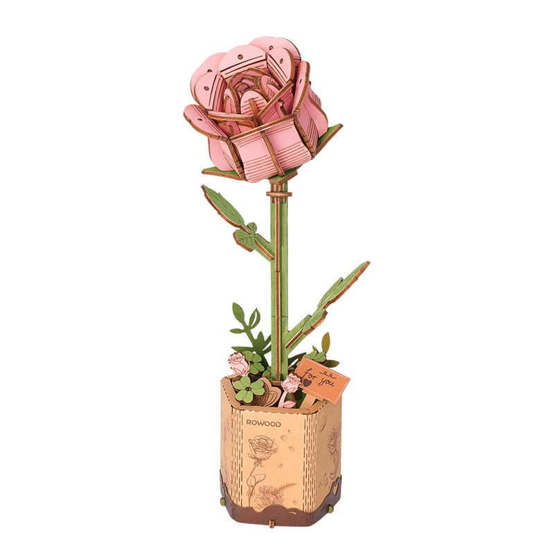 Pink Rose - Wood Bloom - ROBOTIME