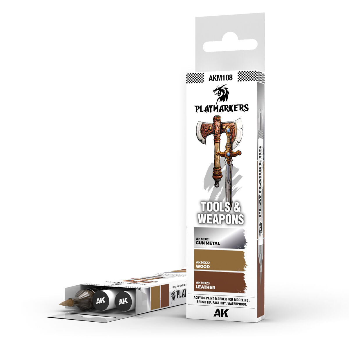 Tools &  Weapons - AK Interactive Playmarkers Set - 3  Colours