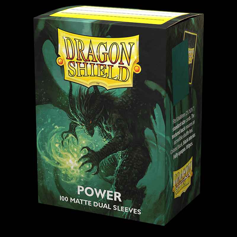 63x88 Power Metallic Green Dual Matte Sleeves - Dragon Shield - Box 100