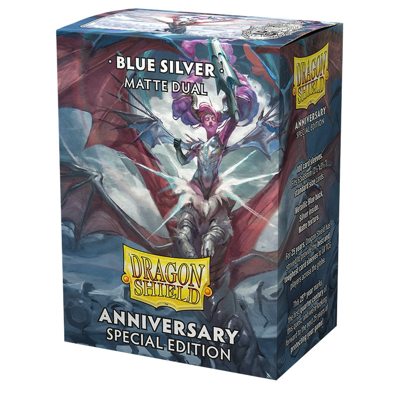 Blue Silver Anniversary Special Edition Matte Dual Sleeves - Dragon Shield - Box 100 63x88