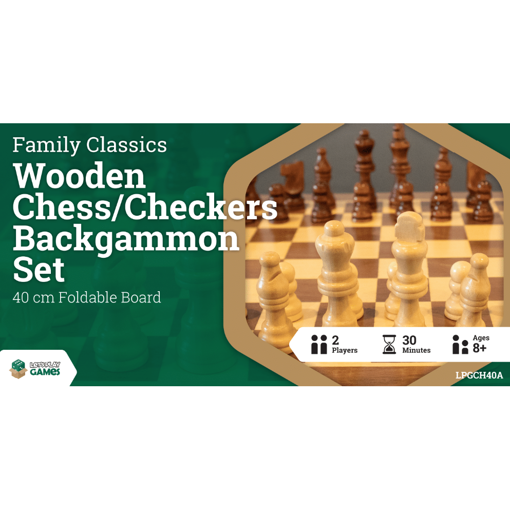 LPG 40cm Wooden Folding Chess/Checkers/Backgammon