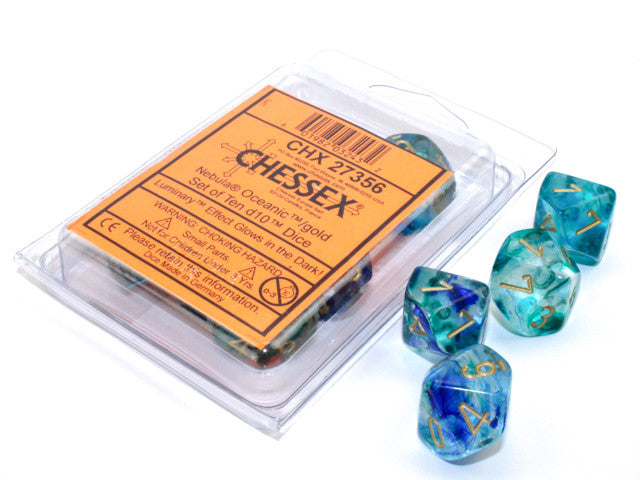 CHX27356 Luminary NB Oceanic gd Set of Ten d10s Chessex