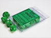 CHX26205 Opaque Green/White Set of Ten d10s