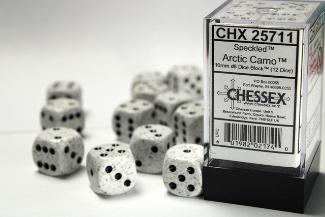 d6 Arctic Camo Dice Block (12 dice) D6 Speckled 16mm