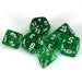 CHX23075 Translucent Polyhedral Green/white 7-Die Set Chessex