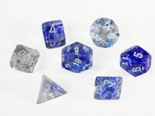 CHX27466 Nebula Polyhedral Dark Blue/white 7-Die Set Chessex
