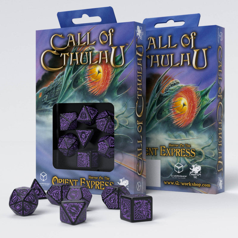 Horror on the Orient Express Black & Purple Call of Cthulhu Dice Set 7 - Q Workshop