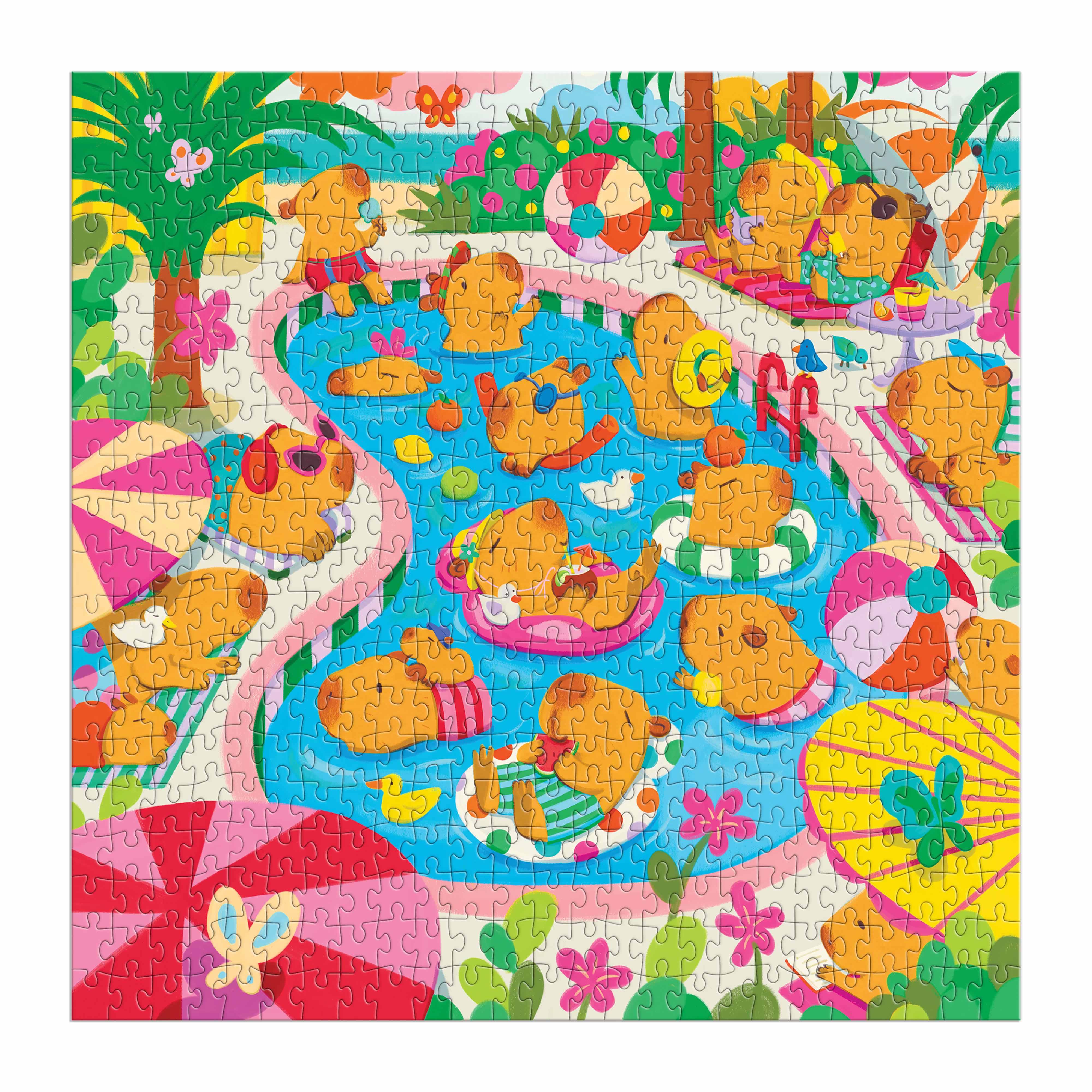 Capybara Pool Day Family Puzzle-500pc