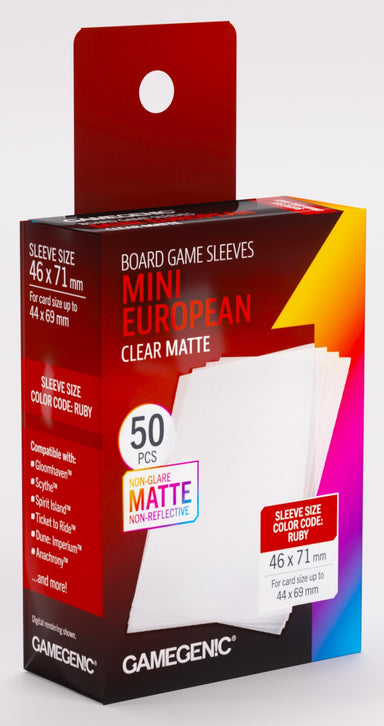 Matte Mini European Sleeves Box Ver.  (46mm x 71mm) (50 Sleeves per Pack) - Gamegenic