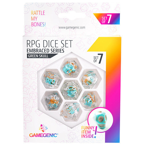 Green Skull - RPG Dice Set - Gamegenic Embraced Series