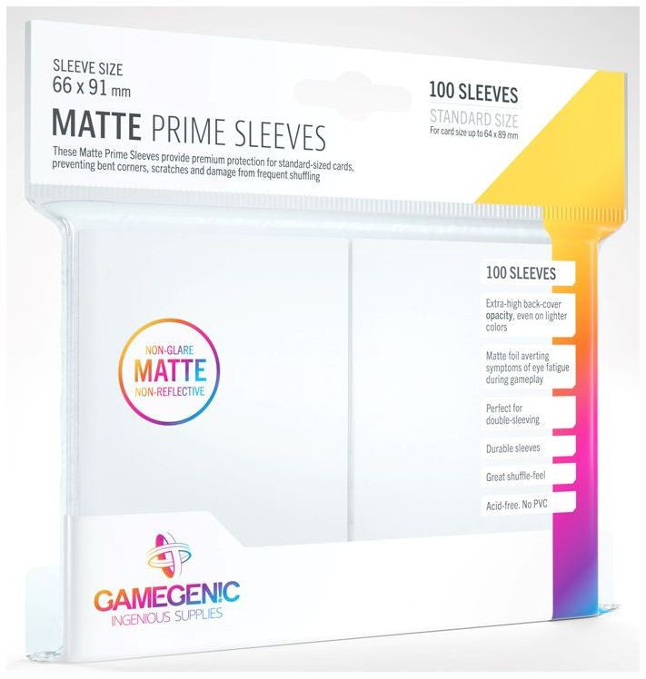 Prime White Card Sleeves (66mm x 91mm) (100 Sleeves Per Pack) - Gamegenic