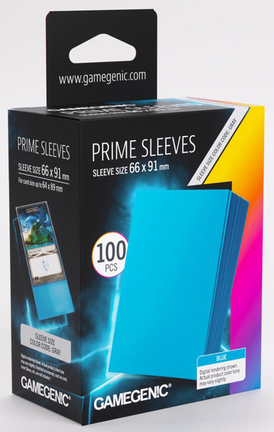 Box ver. Prime Blue Card Sleeves (66mm x 91mm) (100 Sleeves Per Pack) - Gamegenic