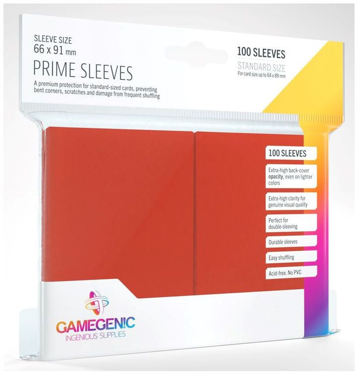 Prime Red Card Sleeves (66mm x 91mm) (100 Sleeves Per Pack) - Gamegenic