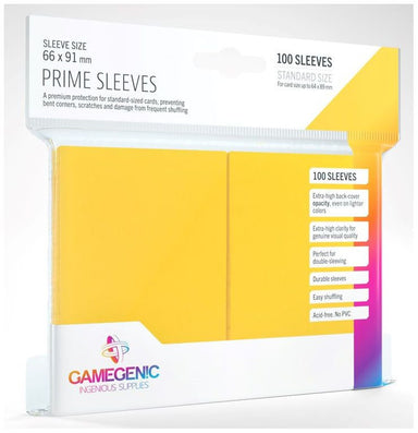Prime Yellow Card Sleeves (66mm x 91mm) (100 Sleeves Per Pack) - Gamegenic