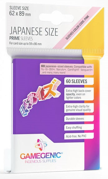 Purple Prime Japanese Sized Sleeves  - (62mm x 89mm) (60 Sleeves Per Pack) -Gamegenic