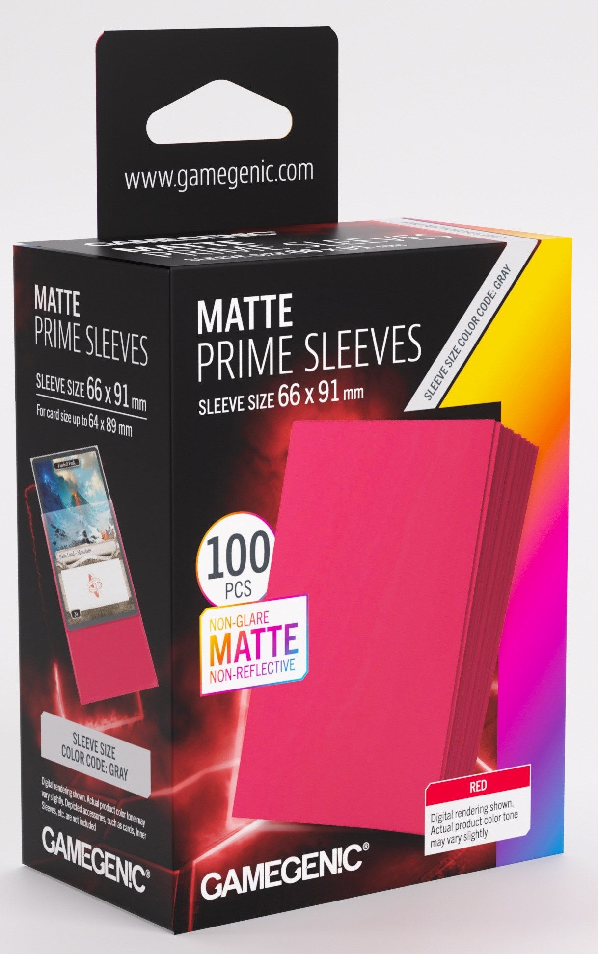 Red Prime Matte Card Sleeves - (66mm x 91mm) (100 Sleeves Per Pack) Gamegenic
