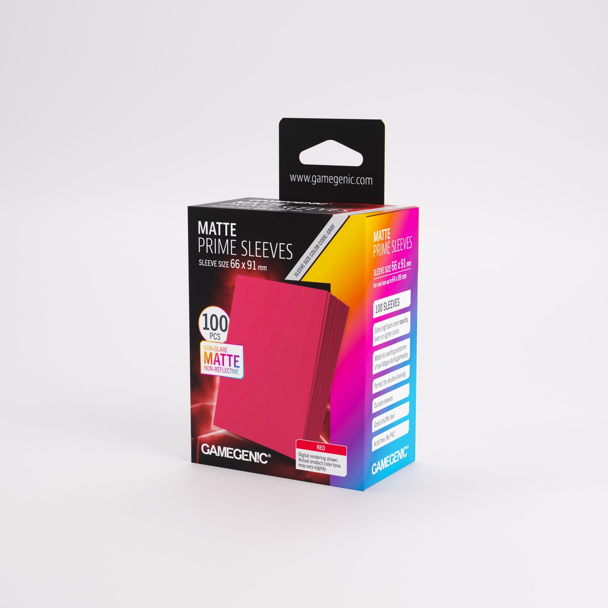 Red Prime Matte Card Sleeves - (66mm x 91mm) (100 Sleeves Per Pack) Gamegenic