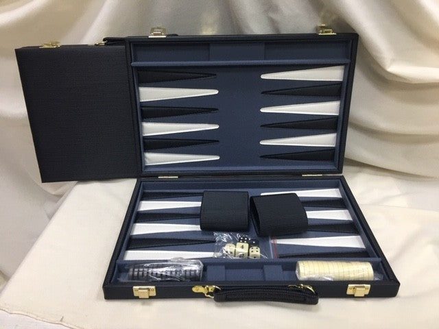 15" Black Strips Vinyl Backgammon