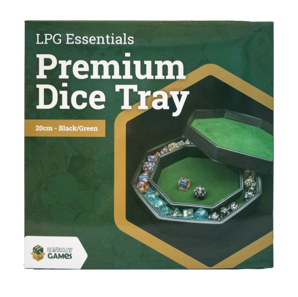 Premium Dice Tray - 20cm Black/Green - LPG Essentials