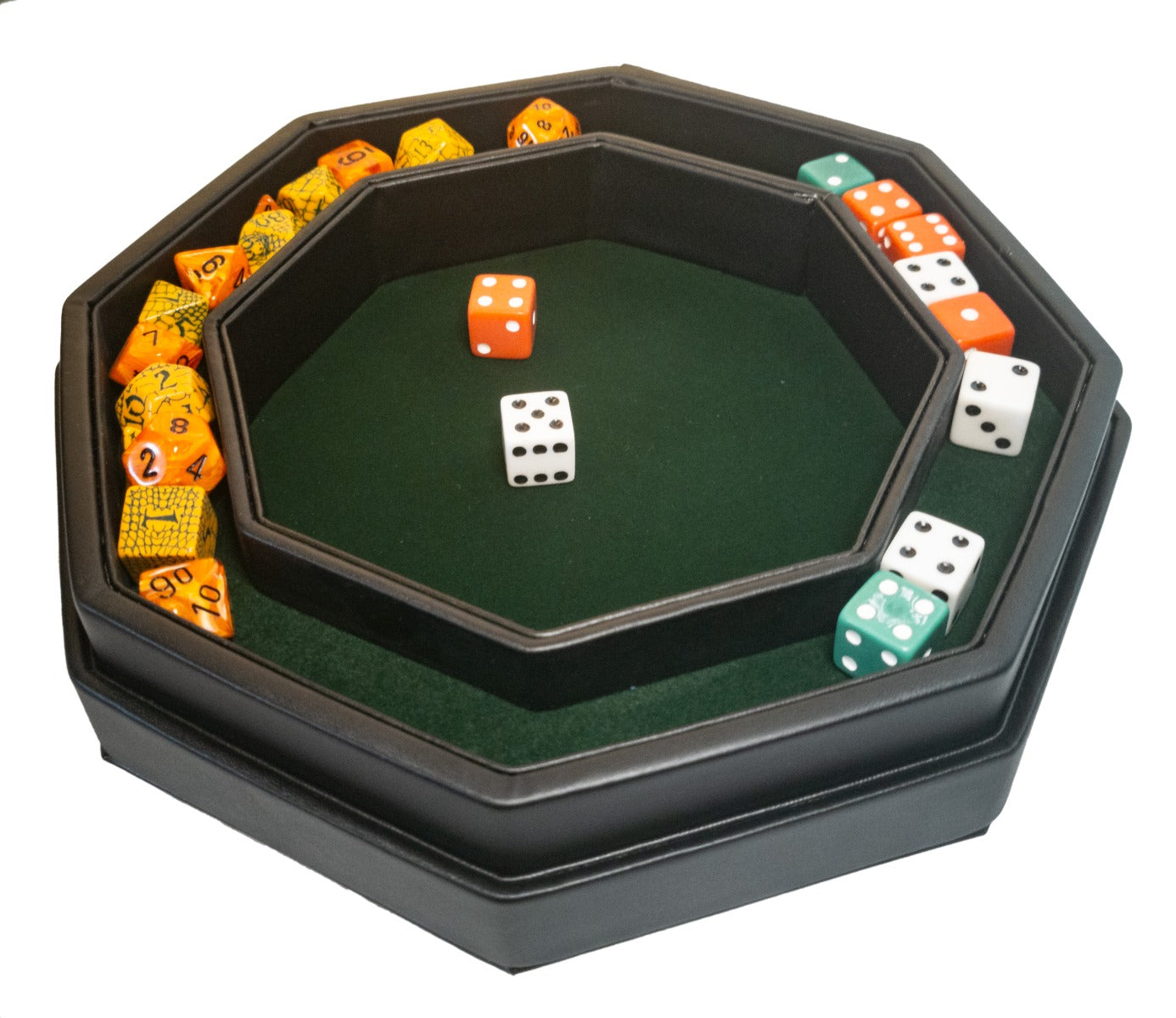 Premium Dice Tray - 20cm Black/Green - LPG Essentials