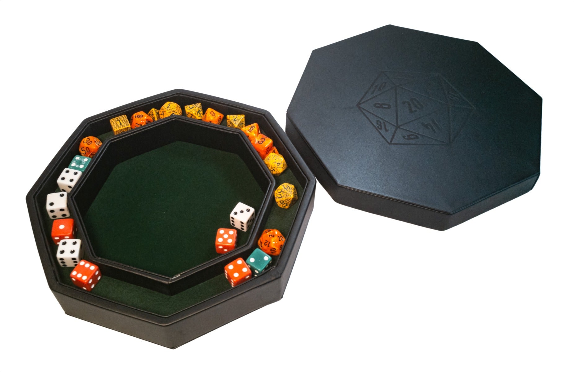 Premium Dice Tray - 20cm Black/Green - LPG Essentials