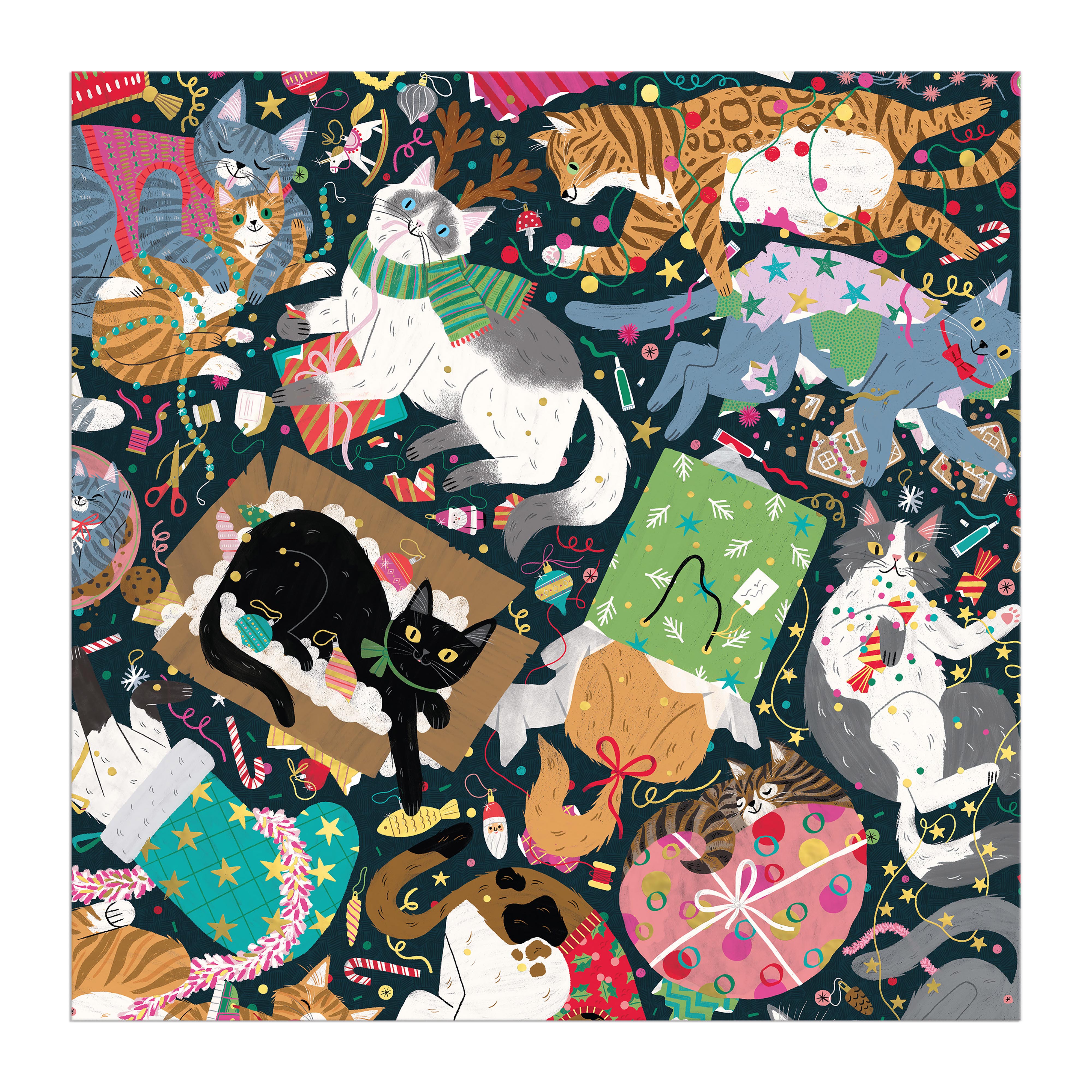 Catmas Chaos Foil Puzzle 500pc - Galison