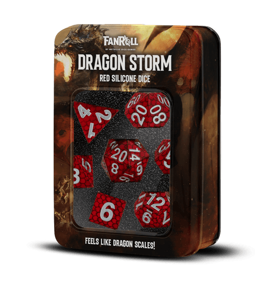 Red Dragon Scales Dragonstorm Sharp Edge Silicone MDG Dice Set