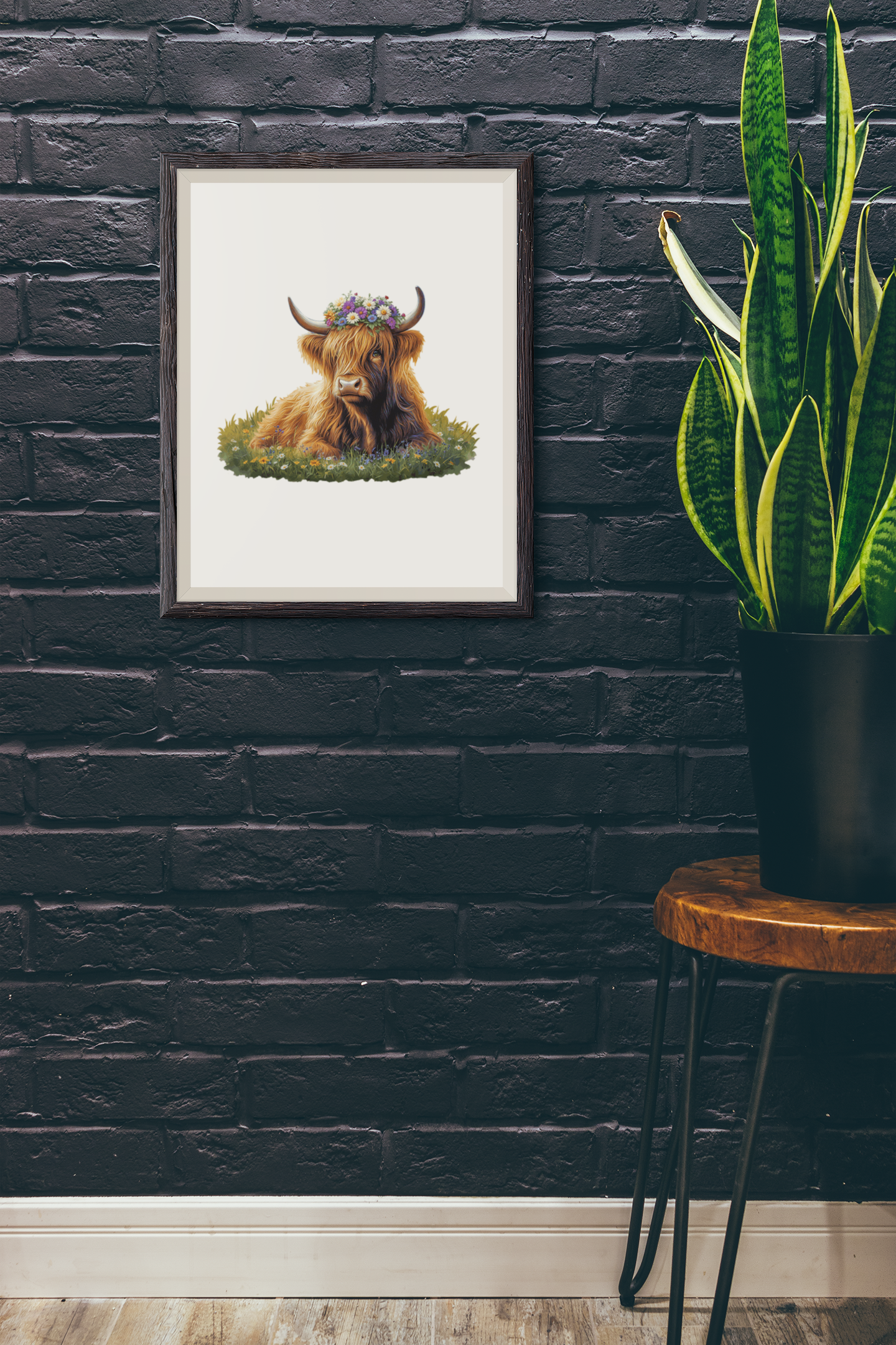 A3 Highland Cow Floral Crown Wooden Puzzle - Puzzle ART