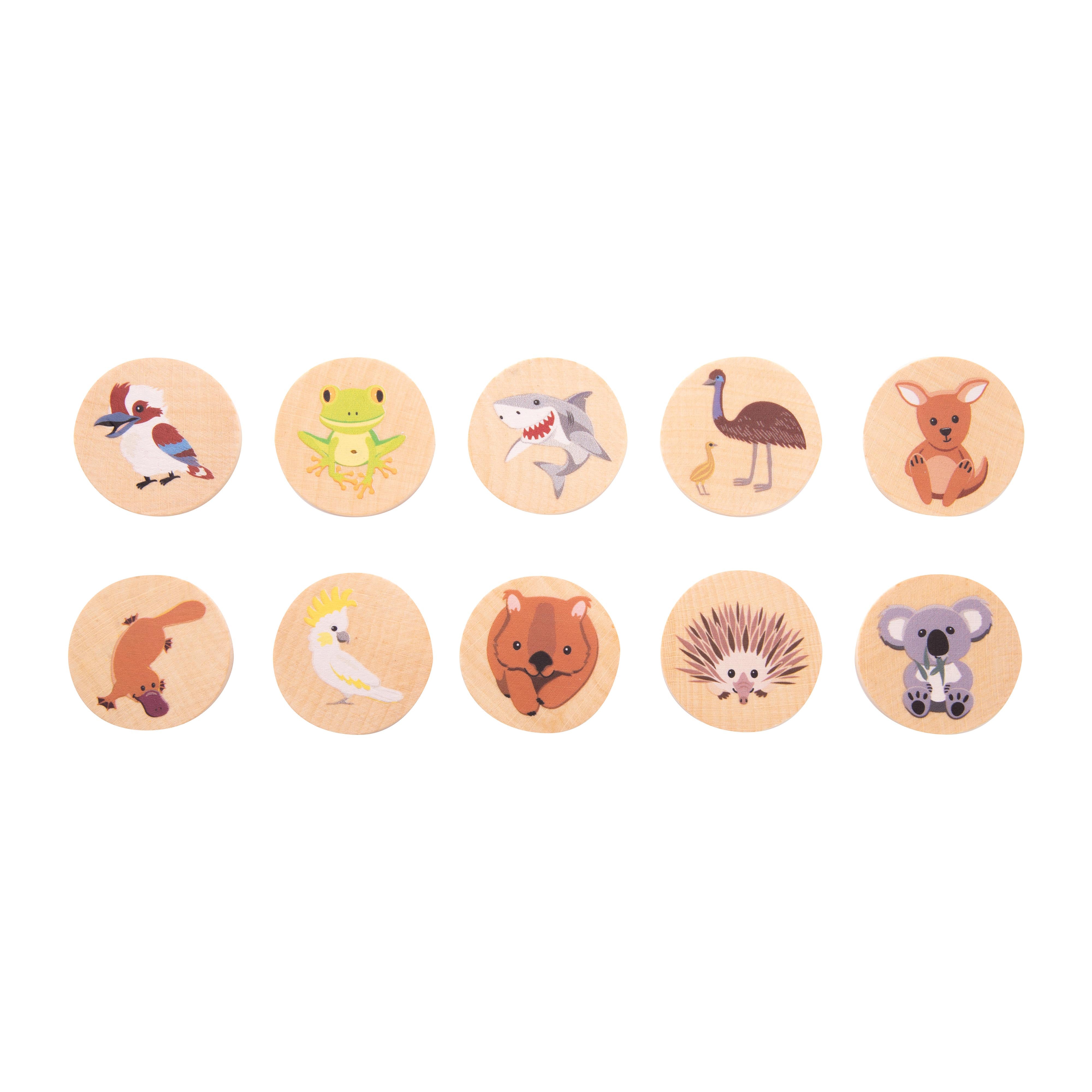 Aussie Animal Memory - Wooden Memory in Wooden Box - Isalbi