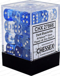 D6 Nebula Dark Blue/White Block (36) 12mm