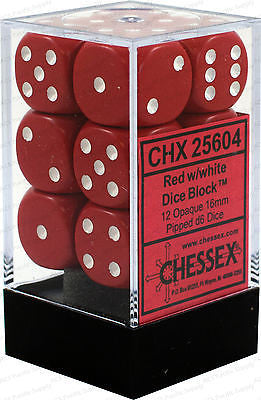 Chessex Red/White Opaque 16mm d6