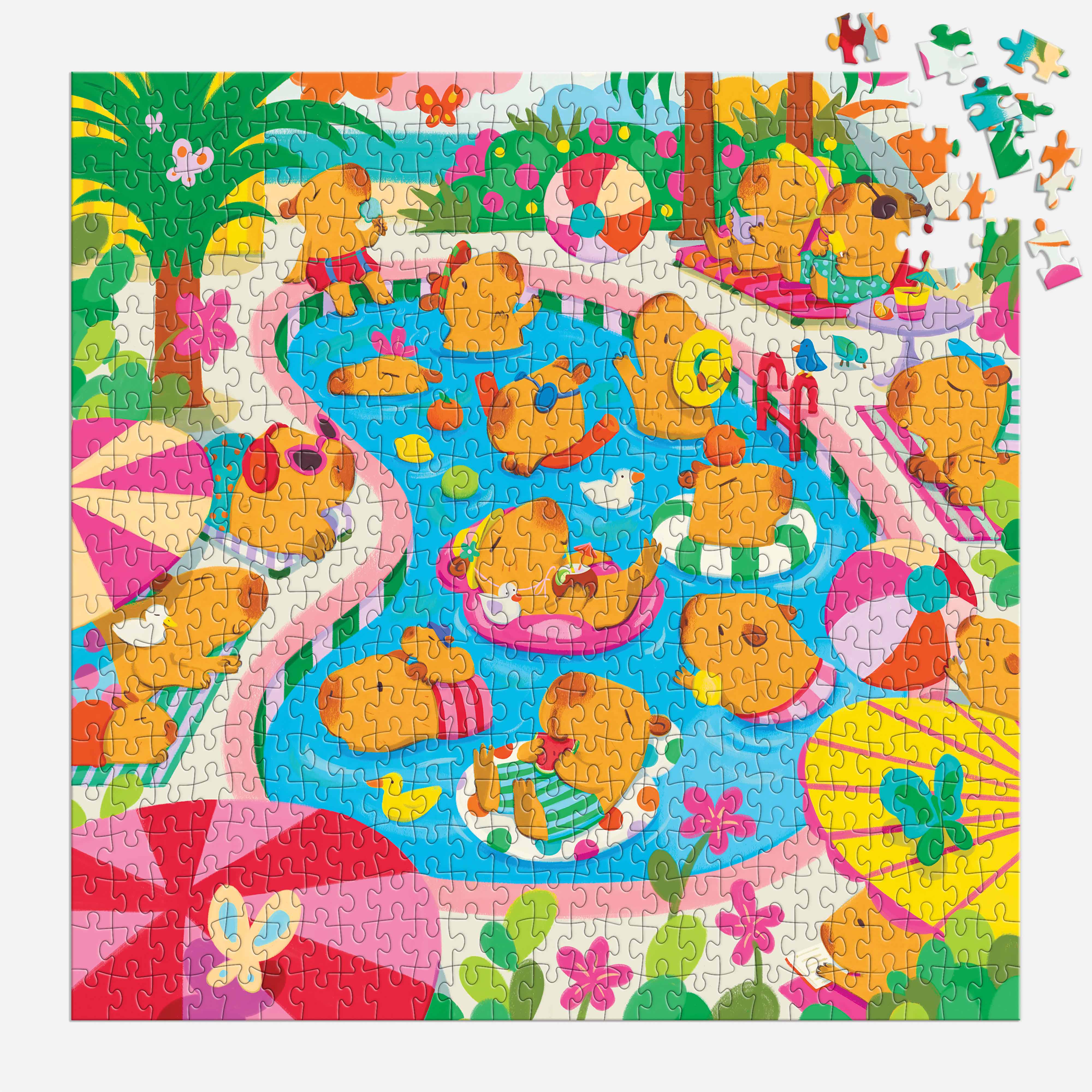 Capybara Pool Day Family Puzzle-500pc