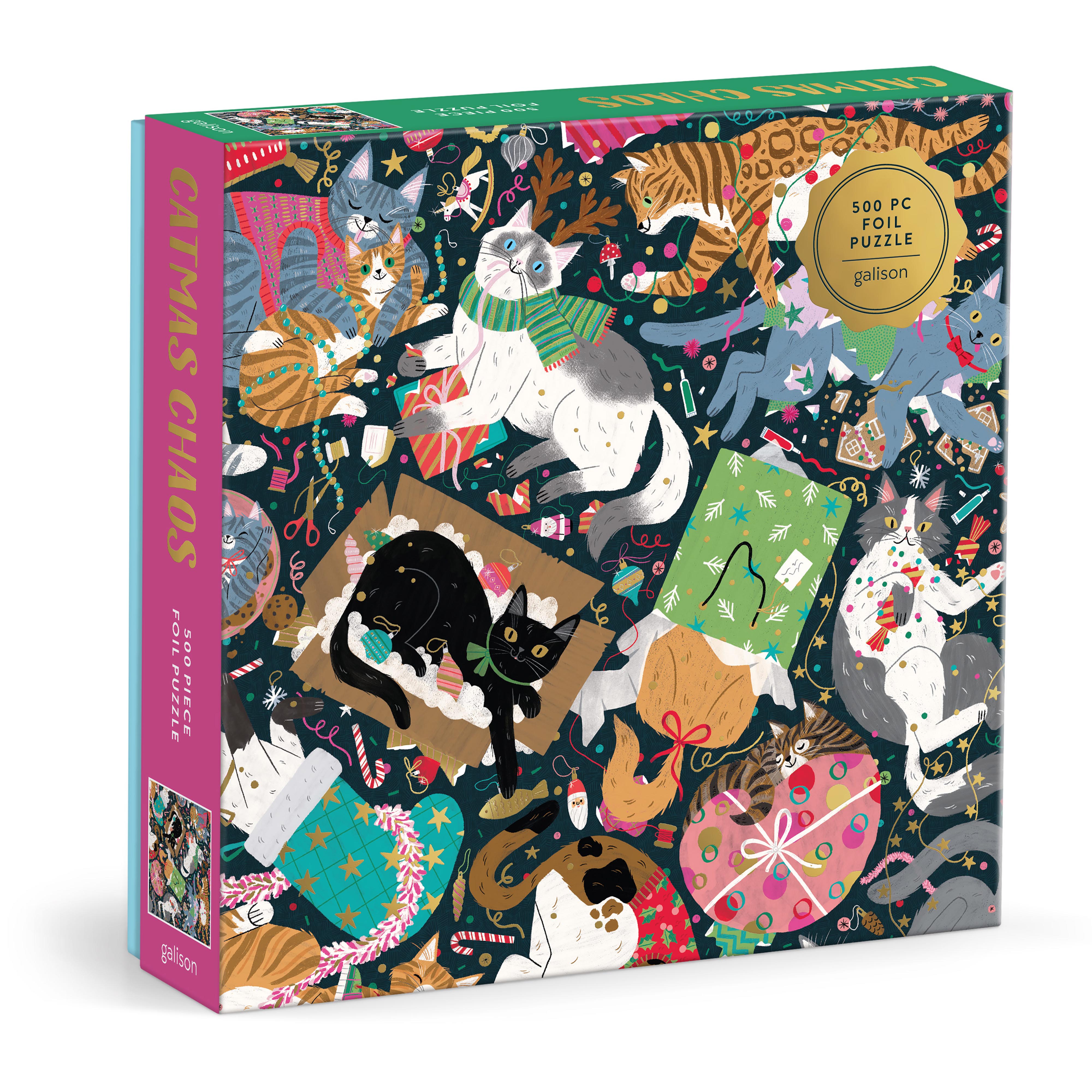Catmas Chaos Foil Puzzle 500pc - Galison